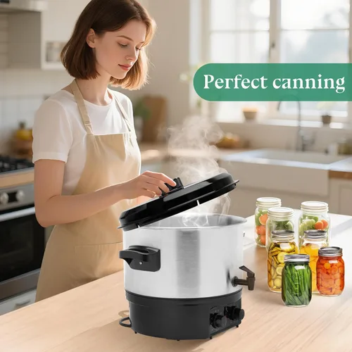 Miniatura 4 de Enlatador Eléctrico de Baño de Agua 14.5QT, Olla Eléctrica de 1500W para Enlatado Casero, Conservas en Frascos, Cocina Lenta y Más - Enlatador