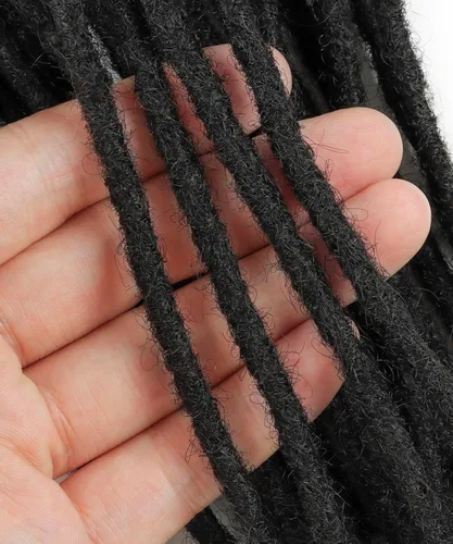 Miniatura 6 de Extensiones de rastas de cabello humano de 6 pulgadas, 10 hebras, 100% cabello humano, extensiones de rastas hechas a mano para hombres, mujeres