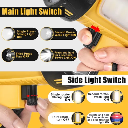 Miniatura 3 de Foco Recargable Súper Brillante de Mano, Linterna LED Recargable Táctica de Búsqueda con Salida USB, 6 Modos de Luz, Luz de Camping (Gris)