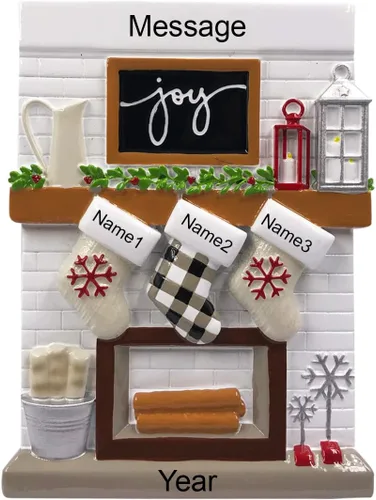Miniatura 3 de Adorno personalizado para árbol de Navidad familiar de 3 chimeneas 2024 – Decoración de manto de calcetín de invierno, regalo de amigo, primo