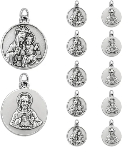 Miniatura 8 de Rlcvecv 10 piezas de medalla de San Carlo Acutis con juego de tarjetas sagradas, colgante de metal de San Carlos Acutis para collar, pulsera