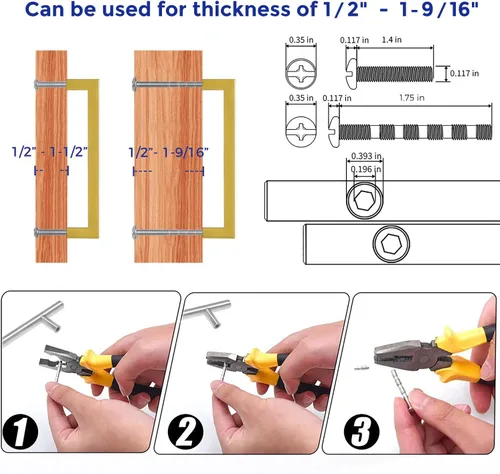 Miniatura 4 de Ravinte Paquete de 5 manijas cuadradas de latón cepillado para cajones de cocina de 6-1/4 pulgadas, tiradores de acero inoxidable para cajones