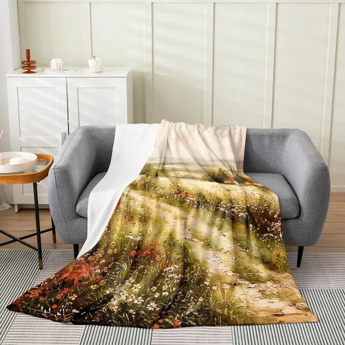 Miniatura 28 de Erosebridal Sketch Tree Flannel Blanket 40x50 Inch Vintage Farmhouse Fleece Blanket Grey Minimalist Mid Century Fuzzy Plush Throw French Country