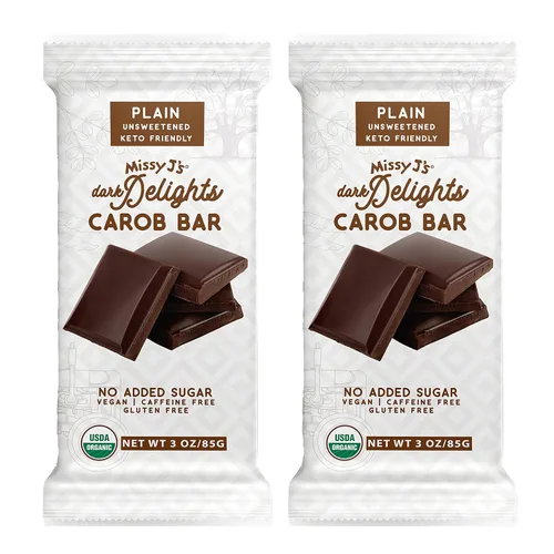 Miniatura 12 de Missy J's Organic Carob Dark Delights - Barra de caramelo de café sin azúcar, 3 onzas, paquete de 12 unidades, vegano, sin gluten y cafeína