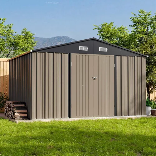 Miniatura 13 de Patiowell Cobertizo de almacenamiento al aire libre de 5 x 3 pies, cobertizo de herramientas con techo inclinado y puerta con cerradura, cobertizo