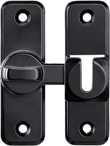Miniatura 7 de INIRET Cerradura de pestillo giratorio de seguridad mejorada negra - Pestillo de puerta deslizante y oscilante de 90/180 grados de servicio pesado