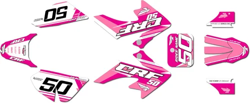 Miniatura 7 de Kit de gráficos para Honda CRF 50 (2004-2012) Evolution Series Negro 09 Mil - Kit de calcomanías gráficas de carreras personalizadas para dirt bike