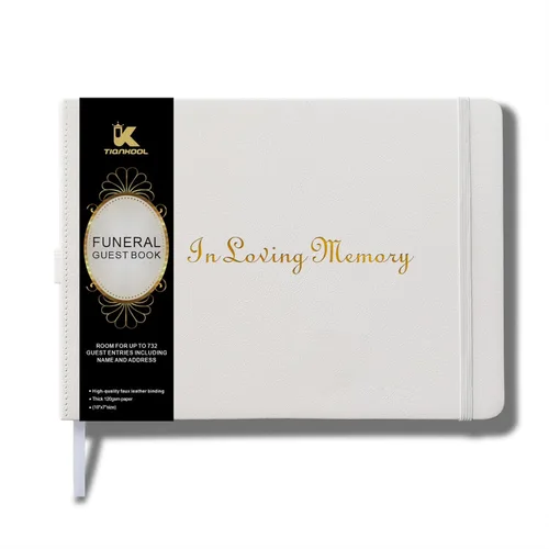 Miniatura 7 de Tiankool Libro de visitas funerarias para servicio conmemorativo, libro de visitas para registro de invitados funerarios, libro de invitados