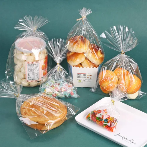 Miniatura 9 de LISM 400 bolsas transparentes de celofán de plástico duradero de 4 x 9 pulgadas de grosor con lazos de torsión coloridos, embalaje de panadería
