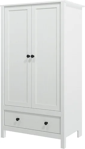 Miniatura 6 de Panana Armario de 2 puertas, armario con cajón para dormitorio (blanco)