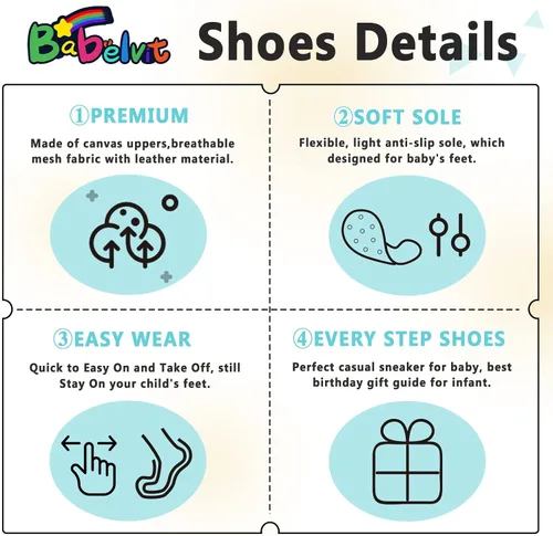 Miniatura 5 de Babelvit Zapatillas de lona con suela suave para bebé y niña, con cordones y cordones para bebé, botas unisex jasta el tobillo recién nacidos