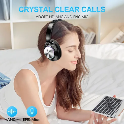 Miniatura 3 de Auriculares inalámbricos Bluetooth con cancelación de ruido con micrófono, tiempo de reproducción de 65 horas, llamadas claras, ajuste cómodo