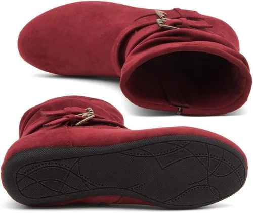 Miniatura 4 de Herstyle Lindell Botas de pantorrilla de tacón plano para mujer, con cremallera lateral, botines de tobillo