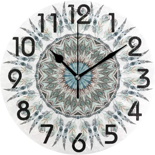 Miniatura 10 de Naanle Reloj de pared redondo negro con lápiz labial, de 9.5 pulgadas, funciona con pilas, de cuarzo, silencioso, analógico, silencioso