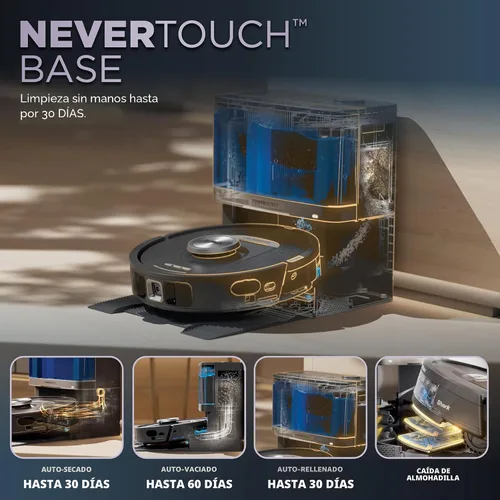 Miniatura 2 de Robot aspirador y trapeador Shark, PowerDetect NeverTouch, autovaciado y autollenado, capacidad de residuos de 60 días, tanque de recarga de 30