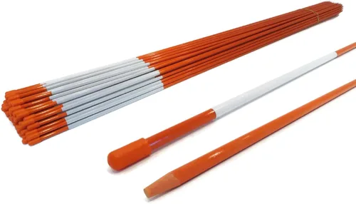 Estacas de nieve, marcador de entrada, estacas de arado, estacas de fibra de vidrio naranja de 5/16 pulgadas de grosor x 48 pulgadas, paquete de 25