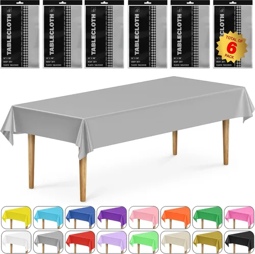 Miniatura 39 de DecorRack 2 Manteles rectangulares de plástico libres de BPA, 54 x 108 pulgadas, mantel de mesa para comedor, mantel rectangular para fiestas