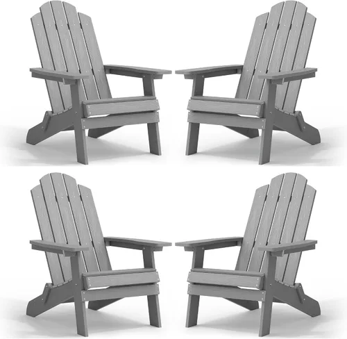 Miniatura 34 de MXIMU Silla Adirondack plegable para exteriores: sillas Adirondack fáciles de montar y cómodas, silla de plástico compuesto para todo tipo de clima