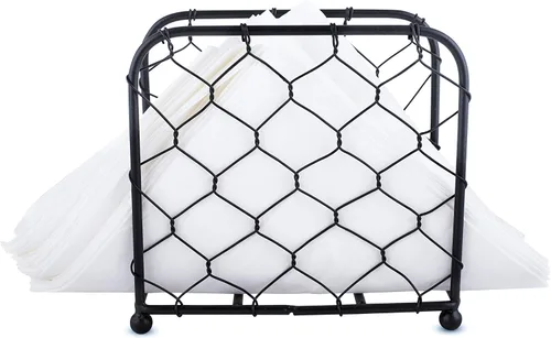 Miniatura 3 de GoCraft Servilletero de alambre de pollo – Acabado negro rústico de granja, duradero y elegante servilletero para cocina, mesa de comedor, encimera