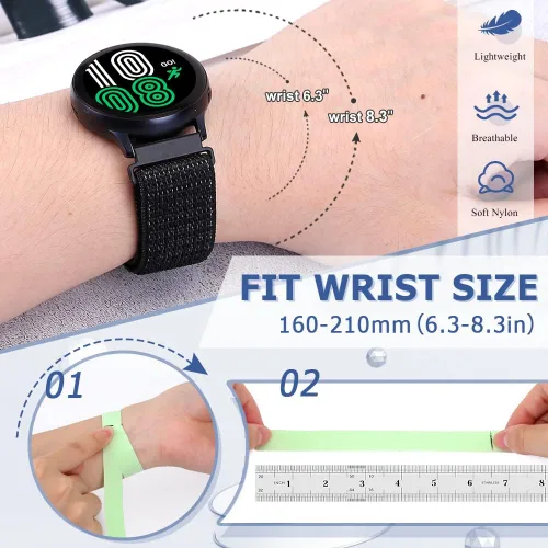 Miniatura 5 de Bandas de liberación rápida de nailon para reloj Garmin Vivoactive3/Forerunner 645/Galaxy Watch, bandas de 1.65 pulgadas, Active2 de 1.73 pulgadas