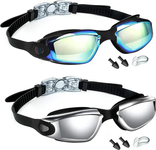 Miniatura 11 de LOCONHA Swim Goggles, 2 Pack Swimming Goggles Anti Fog No Leaking For Adult Women Men Youth Aqua & Bright Rose