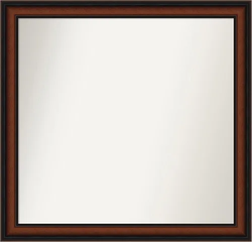 Miniatura 561 de Amanti Art Espejo de pared personalizado no biselado (24 x 27 pulgadas), marco estrecho de nogal chipre - varios tamaños personalizados - Espejo