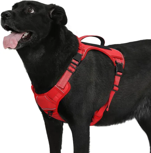 Miniatura 7 de Arnés táctico para perros grandes, arnés ajustable sin tirones para mascotas, reflectante K9, chaleco de entrenamiento para mascotas, arnés de Fucsia