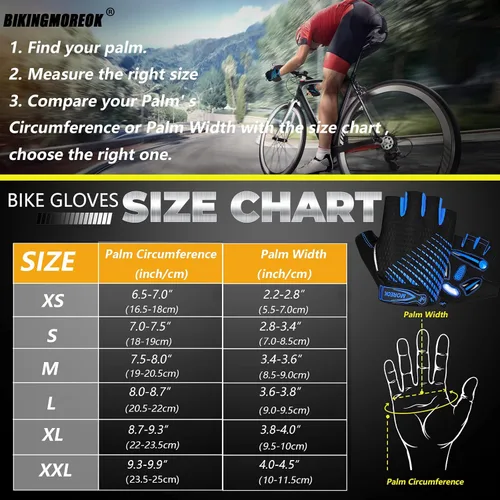 Miniatura 6 de BIKINGMOREOK Guantes de ciclismo para hombres y mujeres, guantes de bicicleta transpirables, almohadillas de gel de 0.197in, guantes de bicicleta