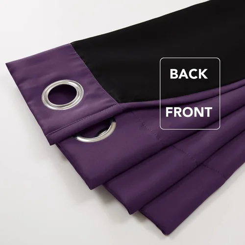 Miniatura 180 de Deconovo Cortinas opacas 100% con forro negro, cortinas con ojales aisladas térmicamente que reducen el ruido, doble capa para oscurecer