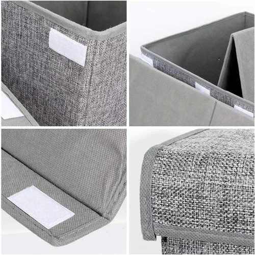 Miniatura 6 de popoly Cofre grande de juguetes con tapa, organizador plegable de almacenamiento de juguetes con divisor extraíble, 25 x 13 x 16 pulgadas (gris lino)