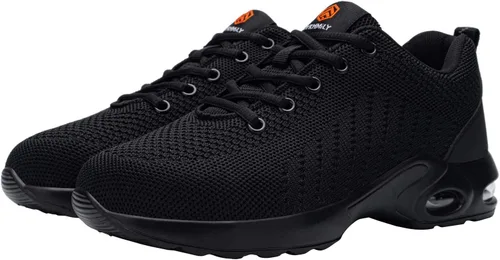 Miniatura 7 de DYKHMILY Zapatos deportivos con punta de acero para hombres y mujeres, zapatos de trabajo ligeros, antideslizantes, zapatos de seguridad