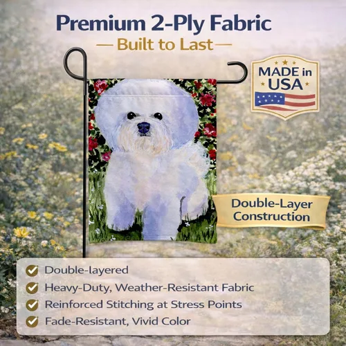 Miniatura 4 de Caroline's Treasures SS8914GF Bandera de Bichon Frise para jardín, bandera decorativa para patio exterior, obras de arte de patio, macizos de Bichon