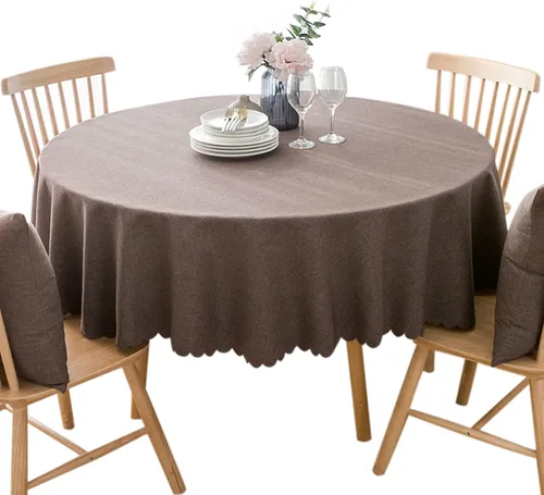 Miniatura 9 de Jeloris Mantel redondo impermeable a prueba de derrames, resistente a las manchas, sin arrugas, lavable, mantel decorativo de tela para cocina, Beige