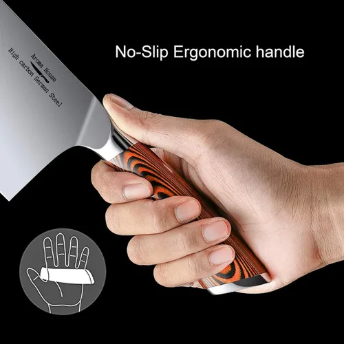 Miniatura 4 de Cuchillo de chef profesional de 8 pulgadas, cuchillo de cocina alemán X50CrMoV15 de acero inoxidable Cuchillo para picar de 7