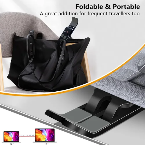 Miniatura 6 de Soporte para laptop, soporte para tableta de computadora, soporte plegable de aluminio ajustable para laptop, compatible con MacBook Air Pro