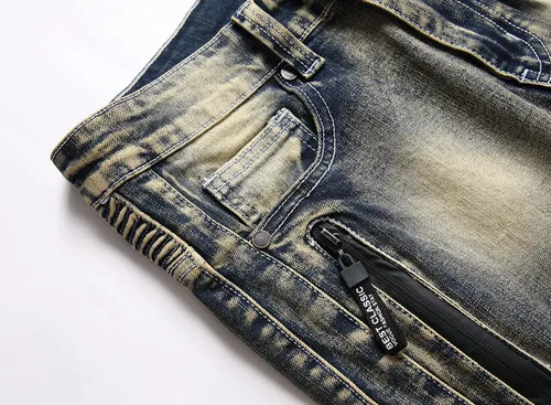 Miniatura 5 de AITITIA Jeans de corte recto lavado con cremallera para hombre
