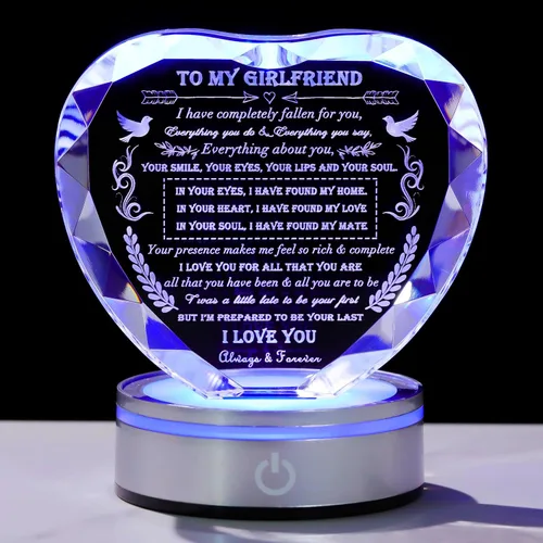 Miniatura 10 de Regalos Qianwei para novia de novio únicos - Regalos personalizados de corazón de cristal para mi novia que lo tiene todo - Ideas de regalo
