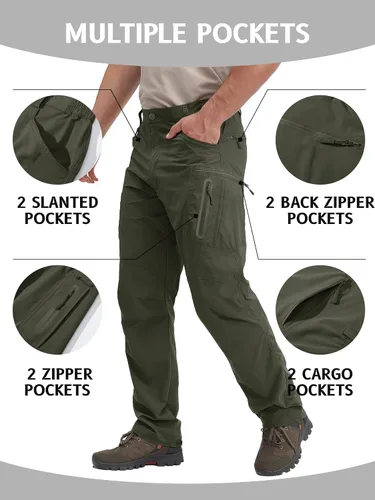Miniatura 35 de TACVASEN Pantalones tácticos ligeros para senderismo, impermeables, de secado rápido, para trabajo, lluvia, exteriores, 8 bolsillos