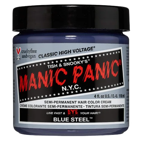 MANIC PANIC Blue Steel - Tinte para el cabello Classic High Voltage, color de cabello semipermanente color plateado con matices azules, vegano, sin