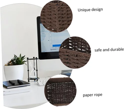 Miniatura 9 de STOBAZA Cesta de almacenamiento de mesa multifuncional Soporte de almacenamiento tejido decorativo para sala de estar