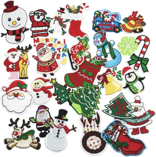 Woohome 27 calcomanías bordadas para planchar de Feliz Navidad para manualidades, costura, ropa y regalos de Navidad