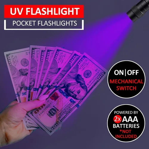 Miniatura 4 de Beieverluck Paquete de 10 mini linterna de luz negra UV de 395 nm con clip, detector de luz negra de mano LED para fugas de orina de mascotas