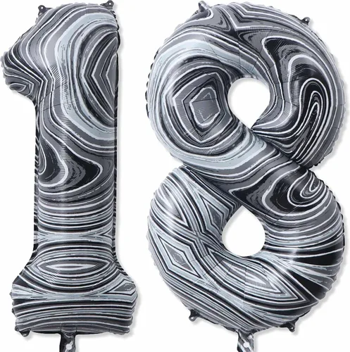 Miniatura 10 de Globos gigantes de papel de aluminio de mármol negro de 40 pulgadas, globos gigantes de helio del número 13 o 31 para decoraciones de cumpleaños