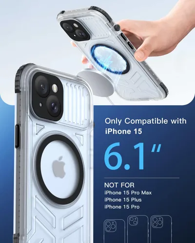 Miniatura 2 de Funda impermeable para iPhone 15 con Magsafe, protector de pantalla, cordón, IP68 militar de cuerpo completo a prueba de golpes, para deportes