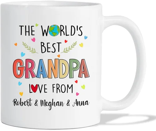 Miniatura 18 de Taza de café con texto en inglés "Best Grandpa Ever", regalo para el día del padre, taza de café personalizada para abuelo, tazas blancas de 11 Taza