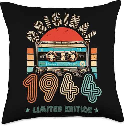 Miniatura 4 de Retro Limited Edition 1944 Cassette Tape 80th Birthday Throw Pillow