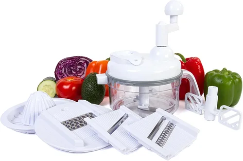 cortador de alimentos, cortadora 7 en 1, batidora, sacudidora, mezcladora, rebanadora, trituradora y juguera