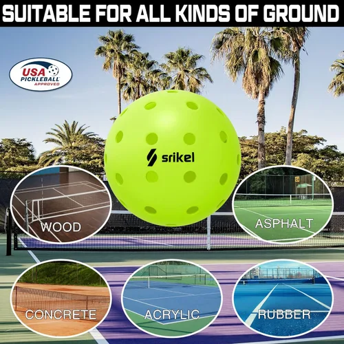 Miniatura 7 de Bolas de Pickleball Srikel para Exteriores - Bolas de Pickleball Aprobadas por USAPA, Diseño Roto-Moldeado Sin Costuras para Durabilidad, 4 Paquetes