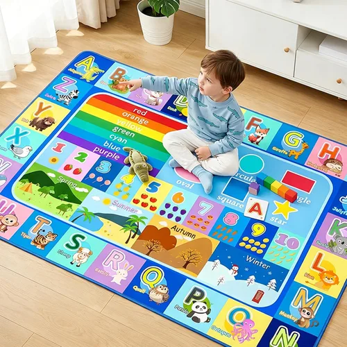 Miniatura 5 de Alfombra infantil para sala de juegos, dormitorio, 2.5 x 4 pies, alfombra educativa ABC para aula, guardería, alfombra antideslizante de aprendizaje