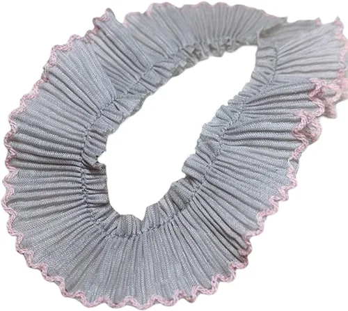 Miniatura 14 de Cinta de gasa plisada de 1 yarda x 1.2 in, ribete de volantes para bricolaje, apliques de costura, borde rosa + negro